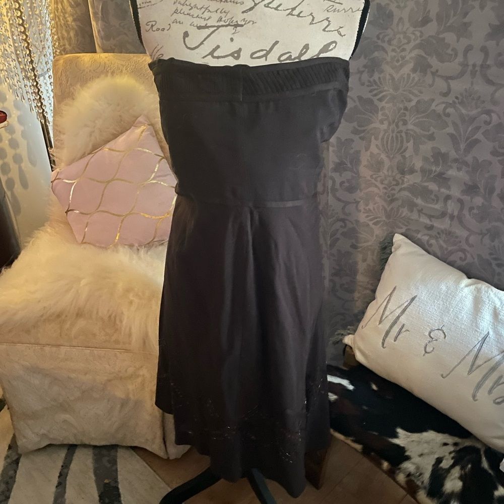 LOFT PETITES STRAPLESS CHOCOLATE BROWN DRESS